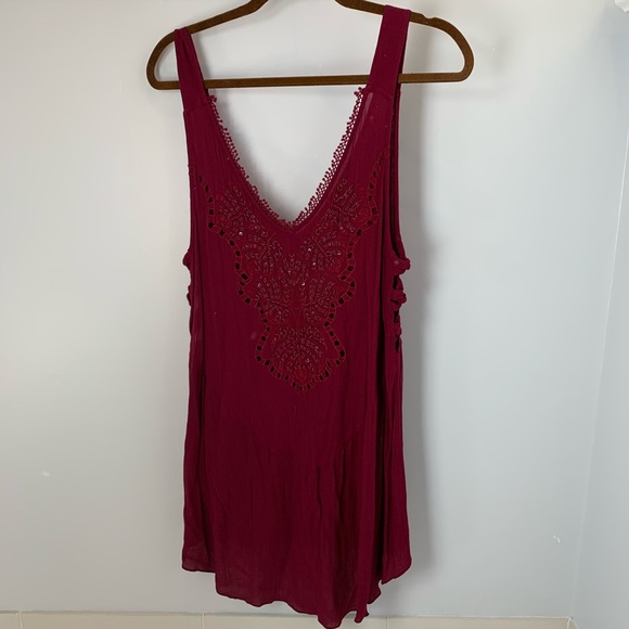 Free People Delphine Beaded Magenta Tunic/Dress - Picture 4 of 12